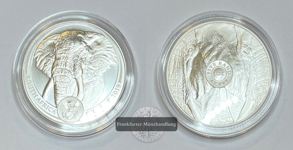  Süd Afrika 5 Rand  2019 South African Big Five Elephant  FM-Frankfurt Feinsilber: 31,1g   
