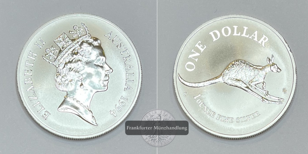  Australien 1 Dollar 1994 Kangaroo FM-Frankfurt Feinsilber: 31,06g   