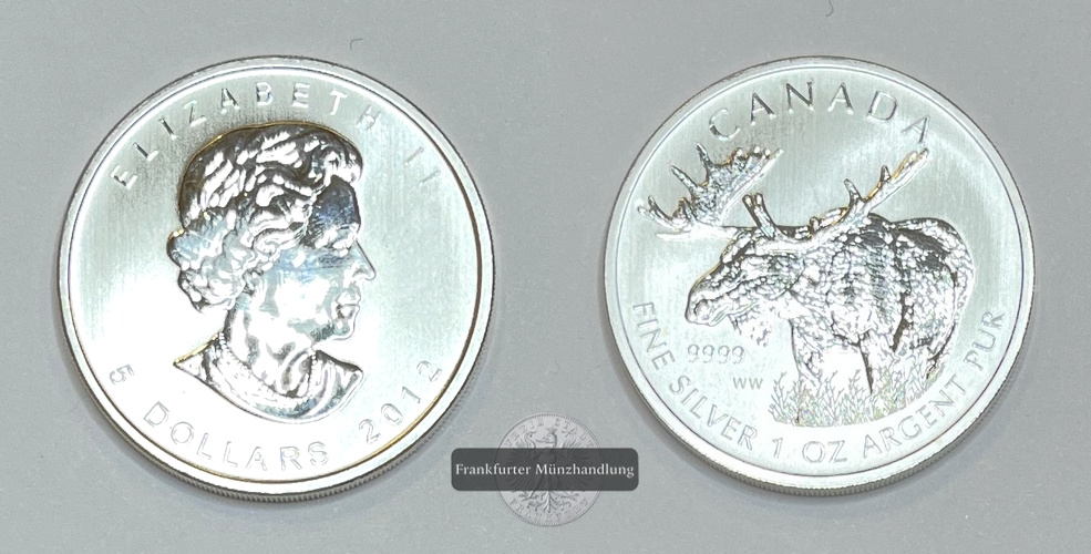 Kanada 5 Dollar 2012  Kanadische Tierwelt Elch/Moose KM#1241 FM-Frankfurt Feinsilber: 31,1g   