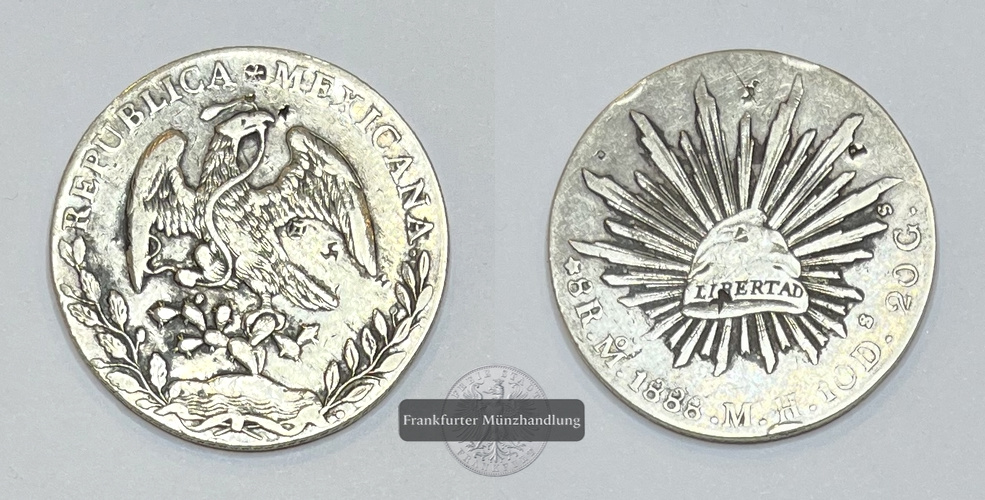  Mexiko 8 Reales 1885 (1824-1897) 'Go' FM-Frankfurt KM#377 Feinsilber: 24,44g   