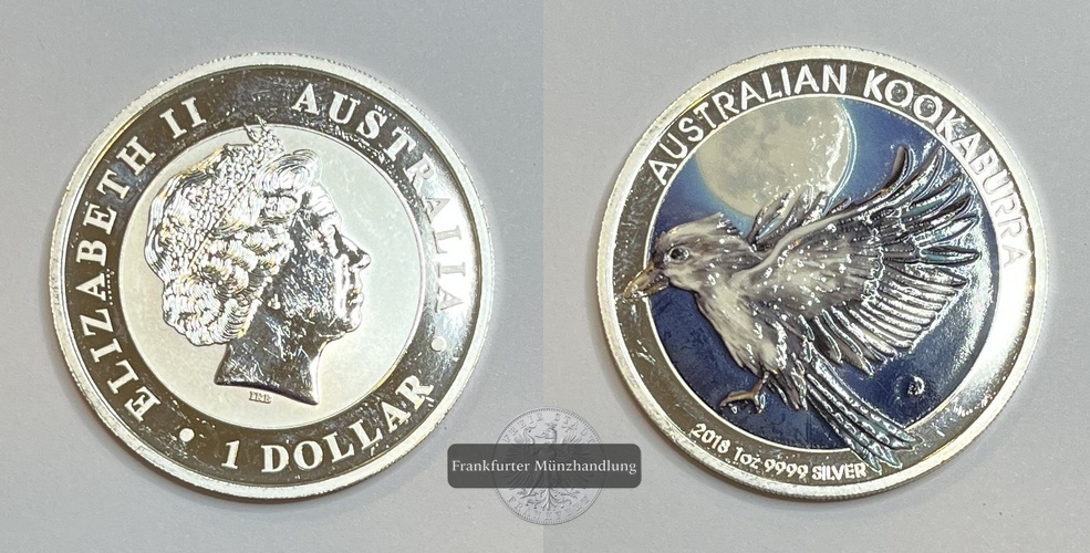  Australien 1 Dollar Kookaburra 2018 Coloriert FM-Frankfurt Feinsilber: 31,1g   
