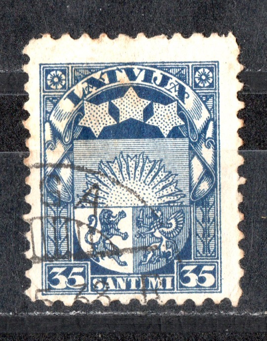 Lettland Latvija 35 Santimi 1929/ Echt gelaufen / Top Stempel/ Dezentriert/ siehe scan