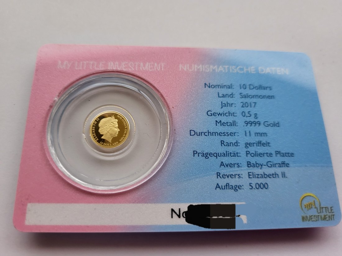  10 Dollar 2017 Goldmünze Giraffe 0,5g 9999 Solomon Island Spittalgold9800 (5525   