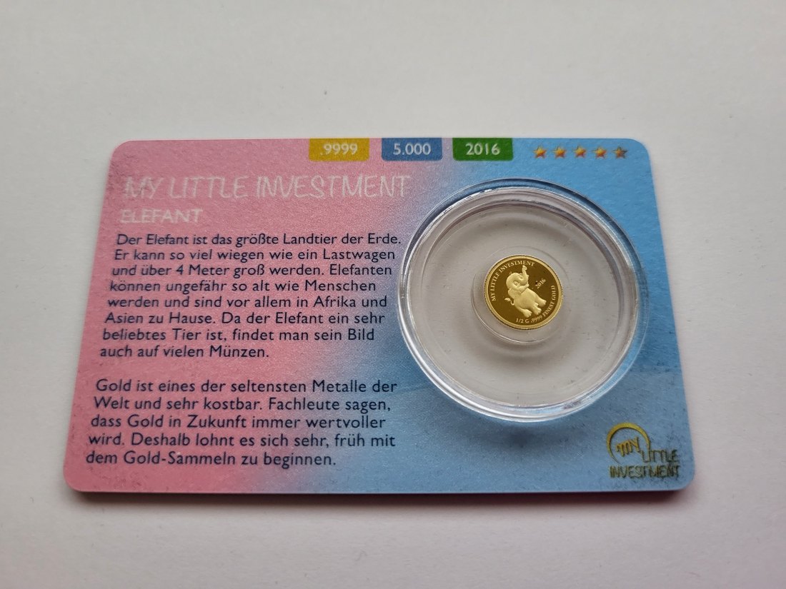  10 Dollar 2016 Goldmünze Elefant 0,5g 9999 Solomon Island Spittalgold9800 (5525   