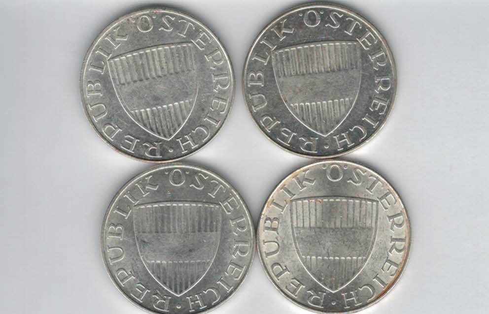  10 Schilling 1970 1971 1972 1973 Ag silber á 4,8g fein Österreich 2. Republik Spittalgold9800 (4785)   