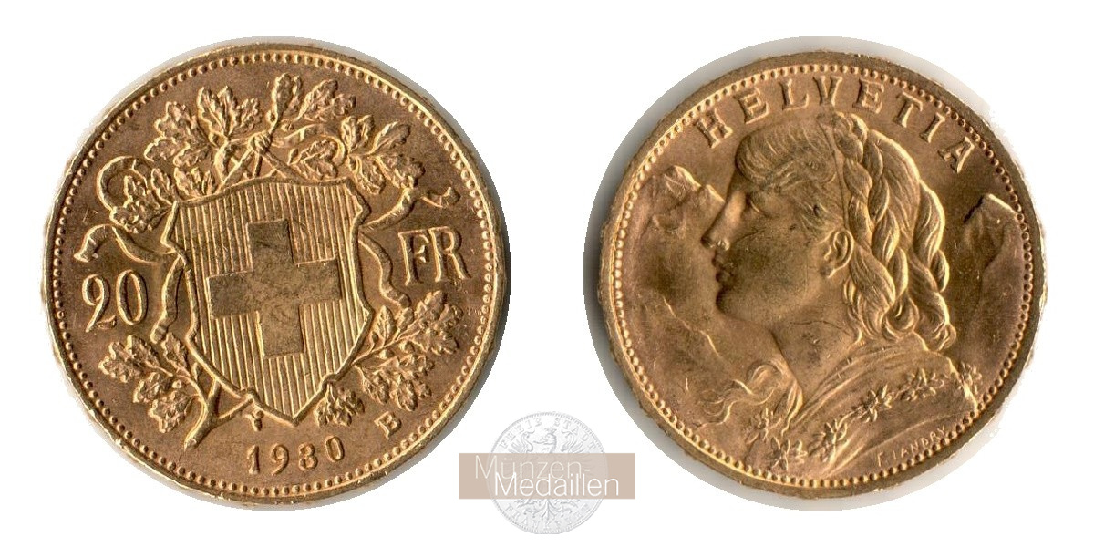 Schweiz MM-Frankfurt Feingewicht: 5,81g 20sFR (Vreneli) 1930 B 