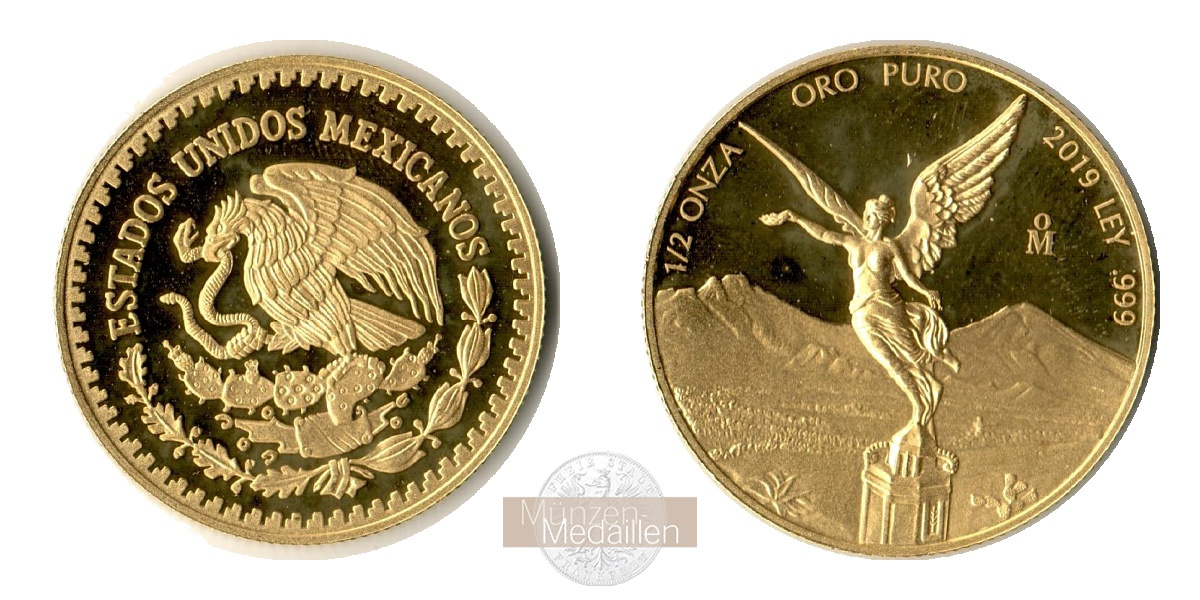 Mexiko MM-Frankfurt Feingewicht: 15,5g Gold 1/2 Unze 'Libertad' 2019 