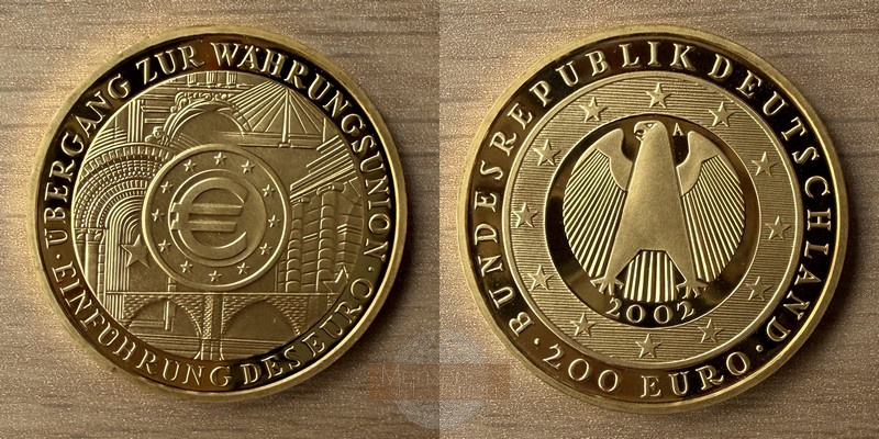 BRD 200 Euro MM-Frankfurt KM#220 Feingold: 31,1g Einführung des Euro 2002 A