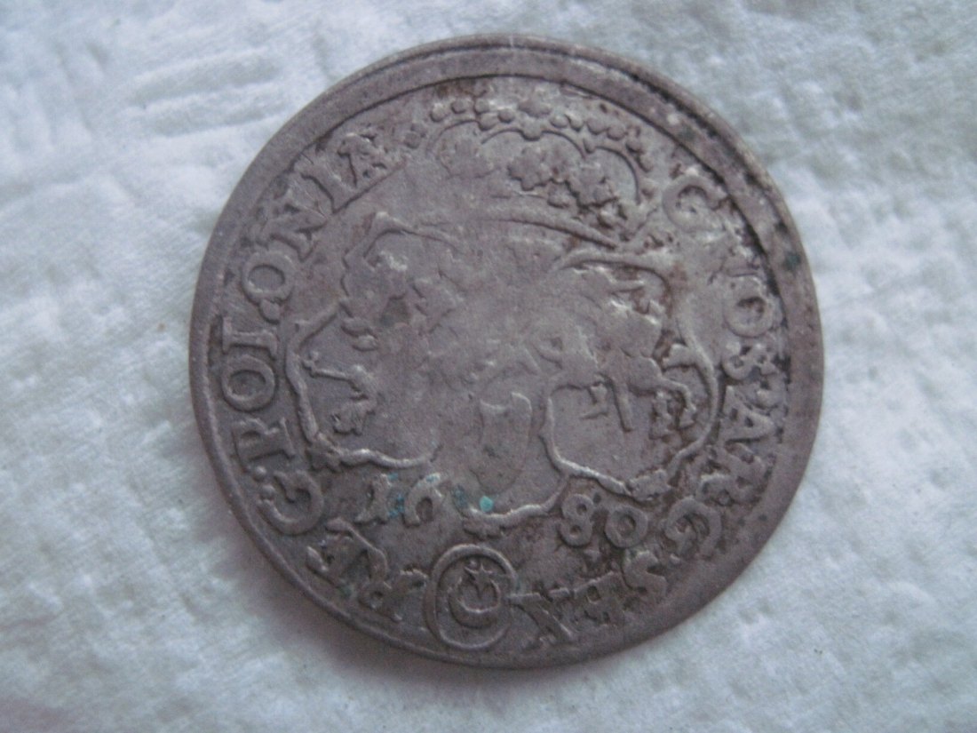  VERY Rare POLAND 6 GROSCHEN Iohann III Sobieski 1680 TLB OVERSTRUCK- like MA-shops item 4008200352   