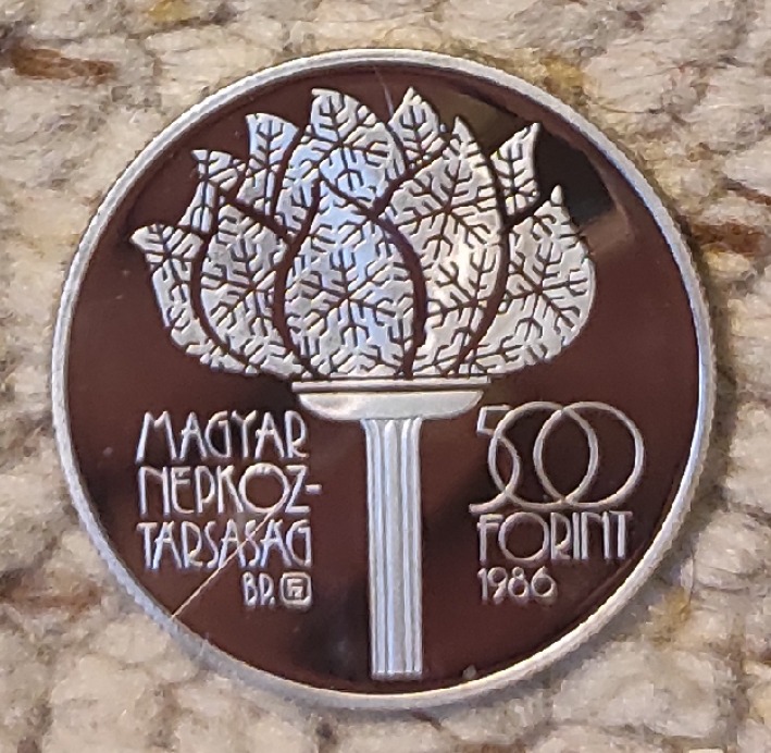  Ungarn 500 Forint 1986, SILBER, XV. Olympische Winterspiele, Calgary 1988   