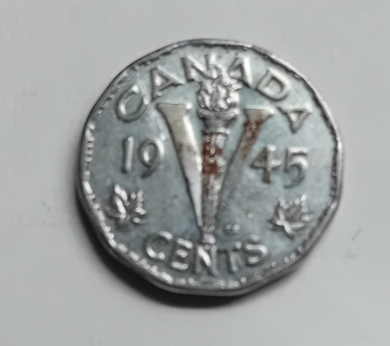  Kanada 5 Cent 1945 König George VI. KM# 40a (verchromter Stahl)   