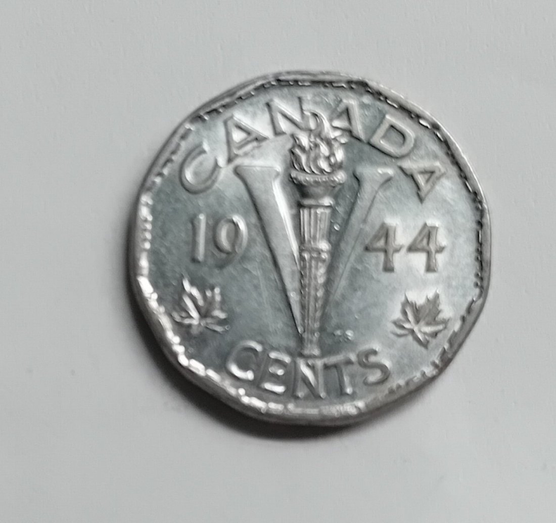 Kanada 5 Cent 1944 König George VI. KM# 40a (verchromter Stahl)   