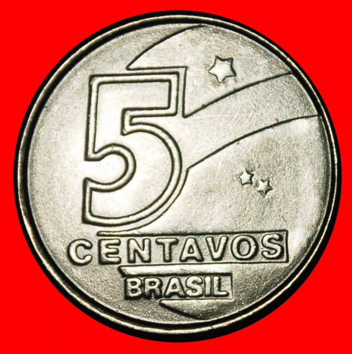  Ⰺ 3 STARS AND FISH (1989-1990): BRAZIL ★ 5 CENTAVOS 1989! UNC MINT LUSTRE!★LOW START ★ NO RESERVE!   