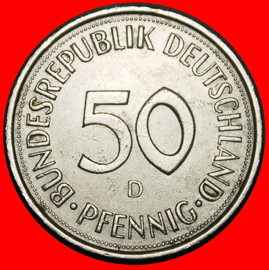 Ⰺ NOT COMMUNIST (1949-2001):GERMANY★50 PFENNIGS 1989D BAVARIA! DIES III2 E p★LOW START ★ NO RESERVE!