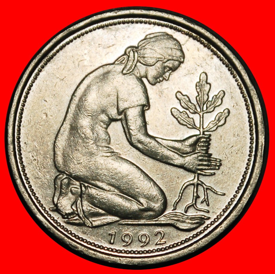  Ⰺ NOT COMMUNIST (1949-2001):GERMANY★50 PFENNIGS 1992D BAVARIA! DIES III2 E p★LOW START ★ NO RESERVE!   