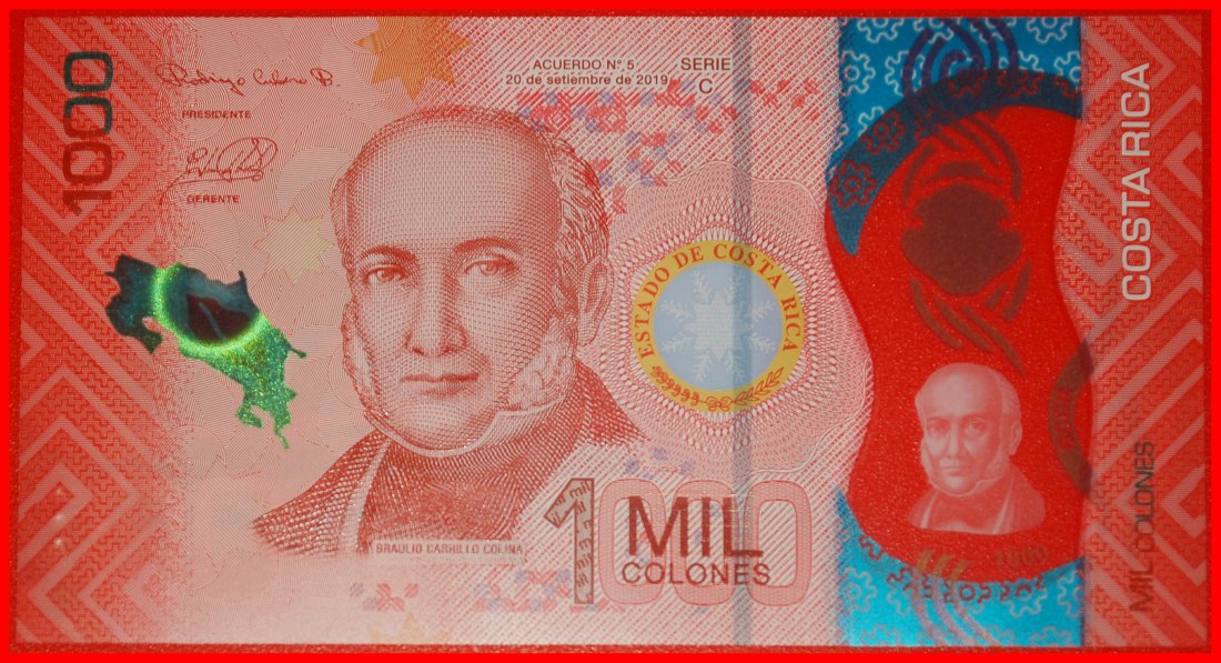  Ⰺ SWITZERLAND 2019: COSTA RICA ★ 1000 COLONES 2021! DEER! CARRILLO 1800-1845★LOW START ★ NO RESERVE!   