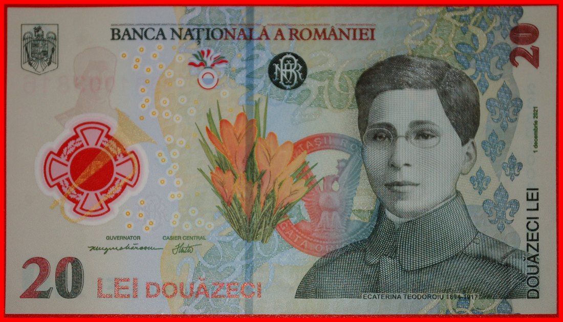 Ⰺ CROWN (2021-2026): ROMANIA ★ 20 LEUS 2023 POLYMER! TEODOROIU (1894-1917)★LOW START ★ NO RESERVE!