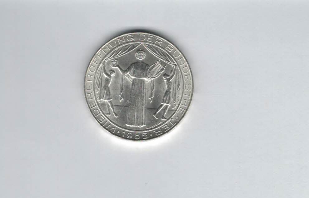 25 Schilling 1955 Bundestheater silber 10,4g fein Gedenkmünze Österreich Spittalgold9800 (04588/1)   
