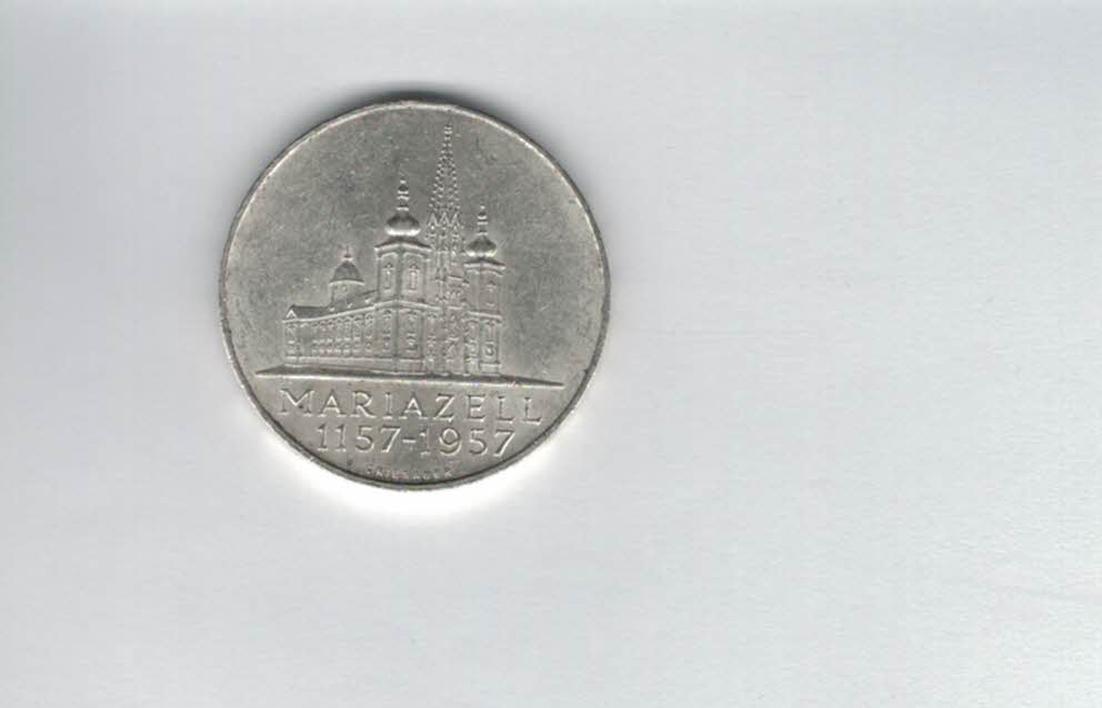  25 Schilling 1957 800 Jahre Mariazell 10,4g fein Ag Gedenkmünze Österreich Spittalgold9800 (04588/3)   