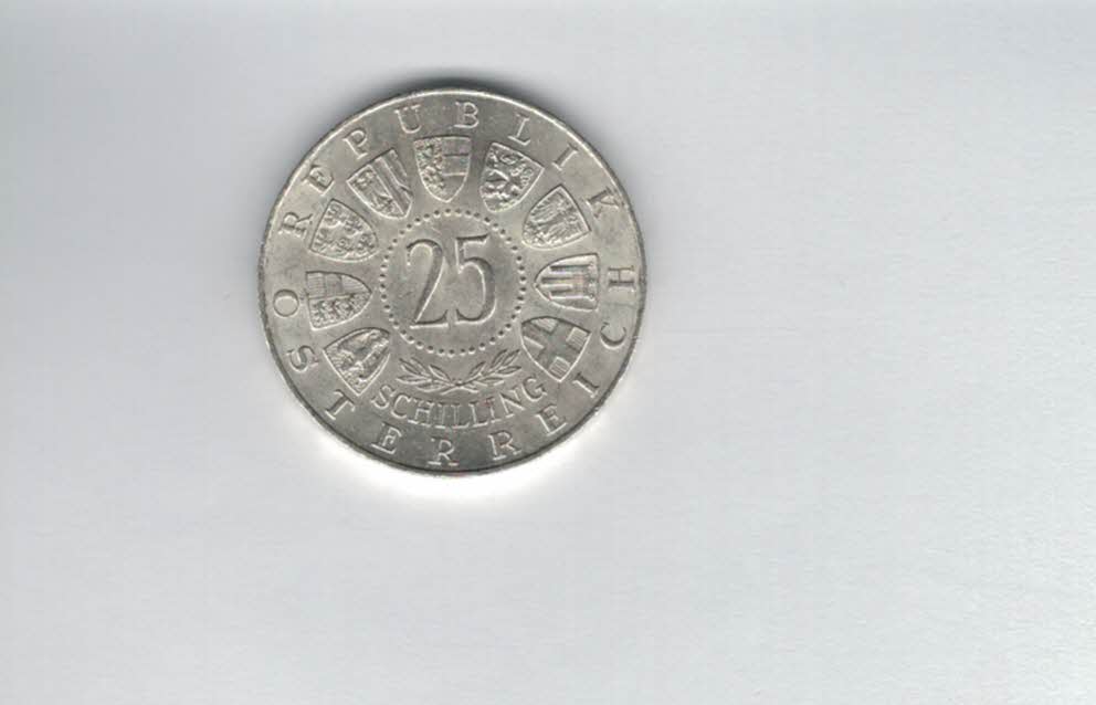  25 Schilling 1957 800 Jahre Mariazell 10,4g fein Ag Gedenkmünze Österreich Spittalgold9800 (04588/3)   