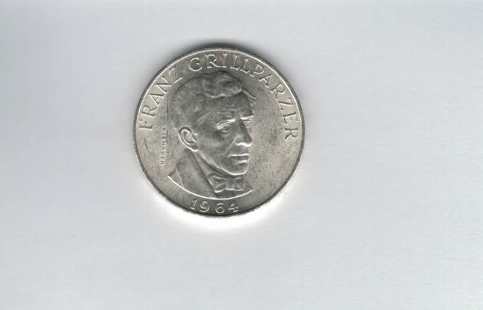  25 Schilling 1964 Franz Grillparzer silber Gedenkmünze Österreich Spittalgold9800 (04588/10)   