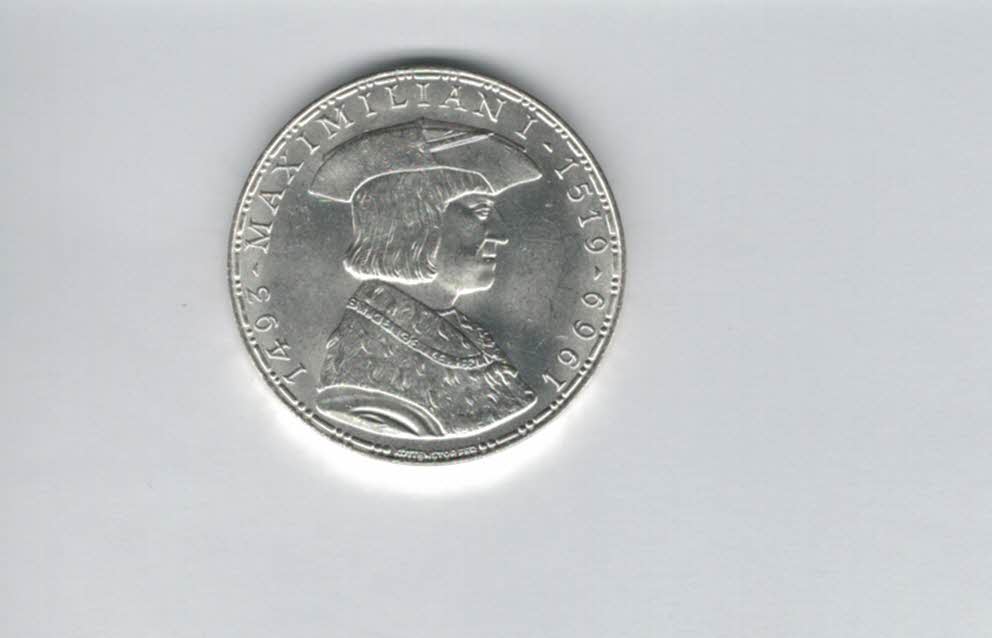  50 Schilling 1969 Kaiser Maximilian I. silber 18g fein Österreich Spittalgold9800 (4584/8)   