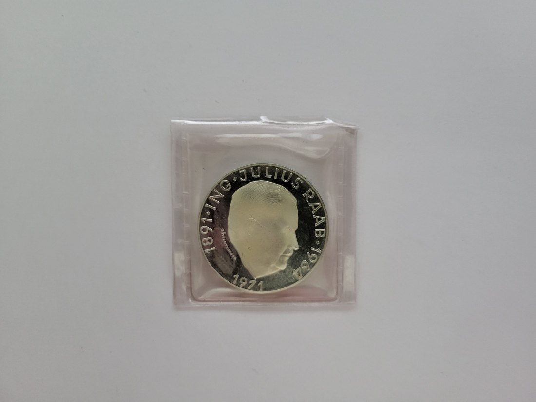  50 Schilling 1971 Julius Raab 2. Republik Ag 18g fein Österreich Spittalgold9800 (4584/11)   