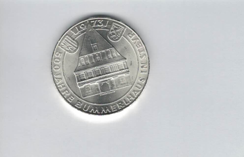  50 Schilling 1973 Bummerlhaus in Steyr 500 Jahre Ag/18g fein Österreich Spittalgold9800 (4584/14)   