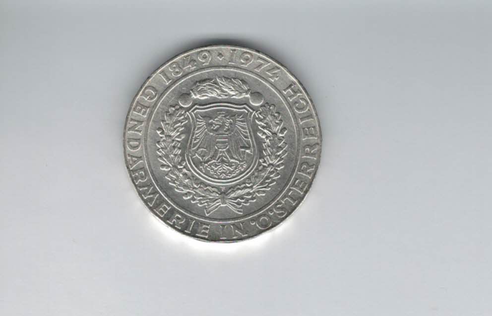  50 Schilling 1974 Gendarmerie seit 125 Jahren Ag 12,8g fein Österreich Spittalgold9800 (4504/2)   