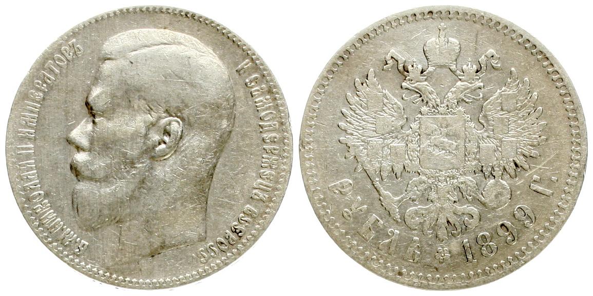  Russland: Nikolaus II., 1 Rubel 1899, Silber 19.3 gr., siehe Bild!   