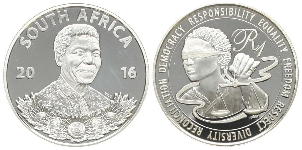  Südafrika: 1 Rand 2016, Republik, sehr selten (nur 1524 Exemplare)!! stgl, näheres unten!   