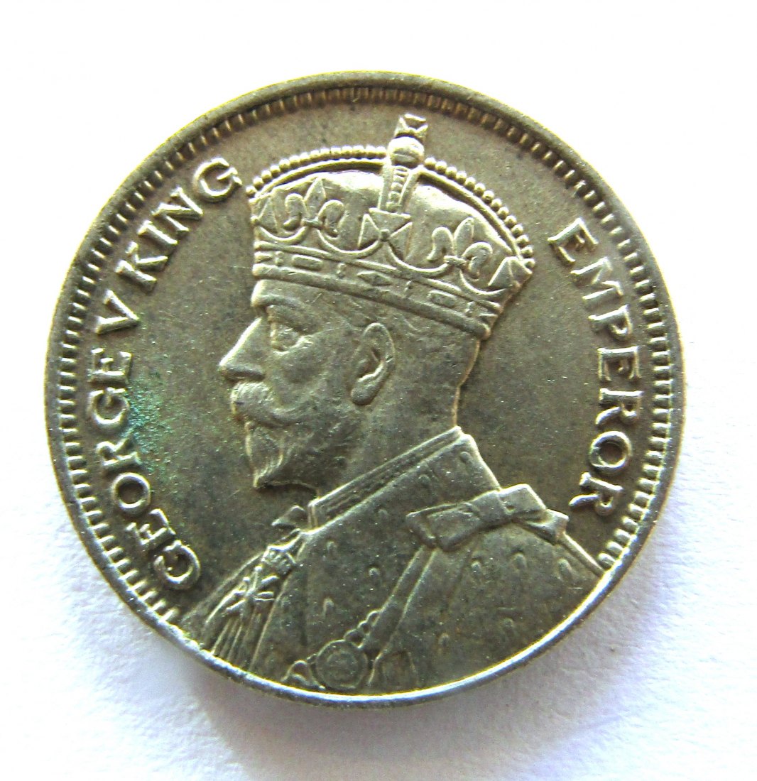  Neuseeland: Georg V., Sixpence 1935, Silber, ERHALTUNG!!   