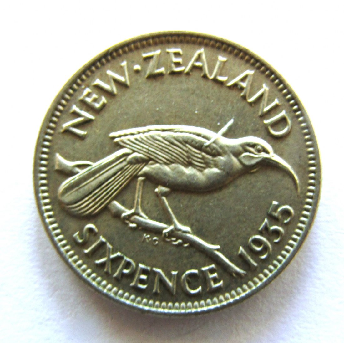  Neuseeland: Georg V., Sixpence 1935, Silber, ERHALTUNG!!   