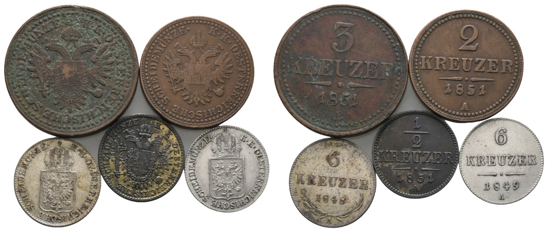  Ausland; Österreich; Lot Kleinmünzen (5 Stück)   