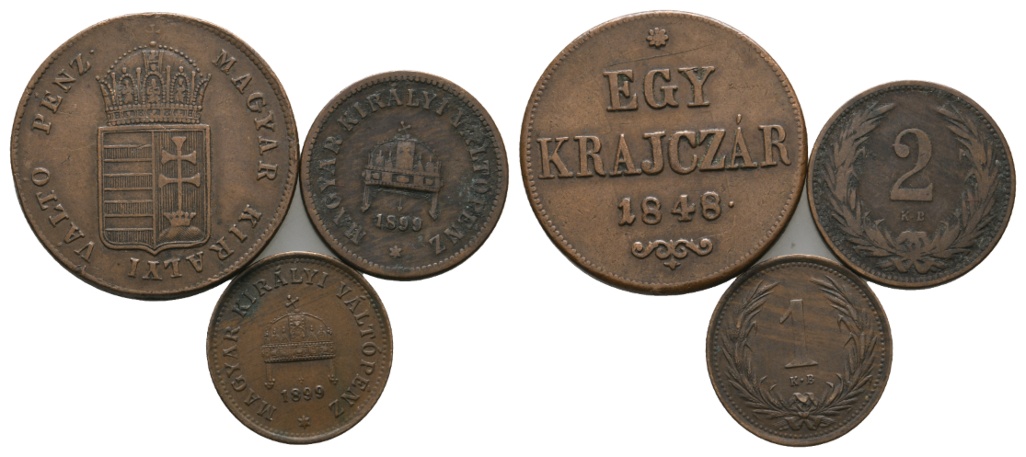  Ausland; Ungarn; Lot Kleinmünzen (3 Stück)   