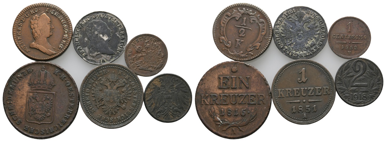  Ausland; Österreich; Lot Kleinmünzen (6 Stück)   