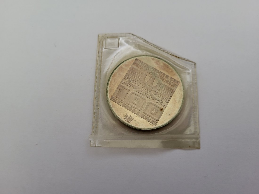  100 Schilling 1976 Berg Isel Schanze Innsbruck Hall Winterspiele Ag 15,36g fein Österreich (01914/10   