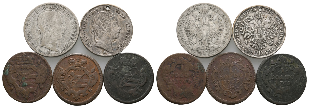  Ausland; Österreich/Italien; Lot Kleinmünzen (5 Stück)   