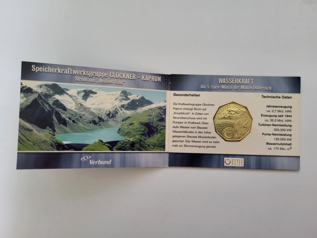  5 Euro 2003 Wasserkraft Österreich silber/8g fein Spittalgold9800 (4974/2   
