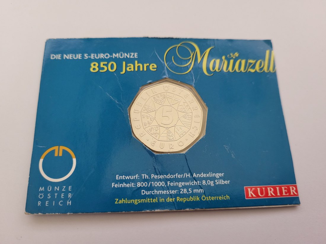  5 Euro 2007 Mariazell silber 8g fein Österreich Spittalgold9800 (04974/10)   