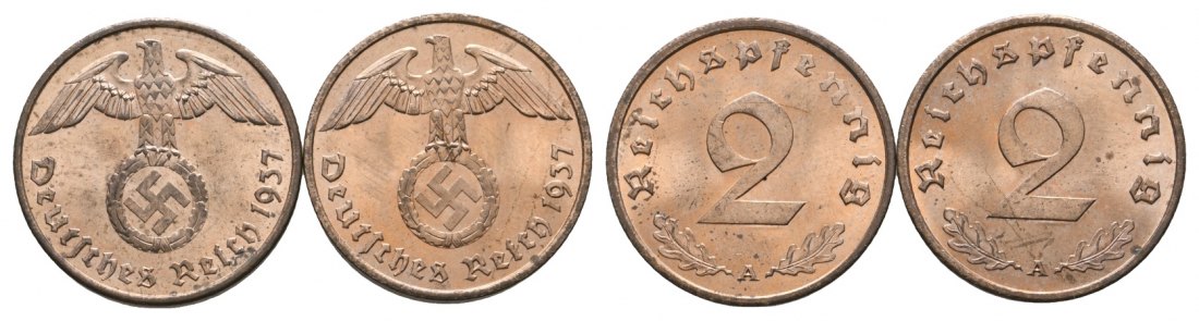  Deutsches Reich; Drittes Reich; 2 Kleinmünzen   