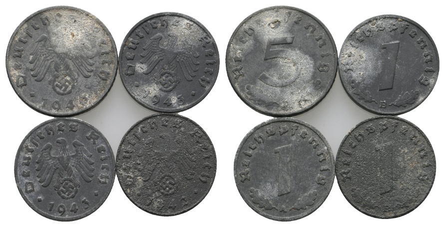  Deutsches Reich; Drittes Reich; 4 Kleinmünzen   