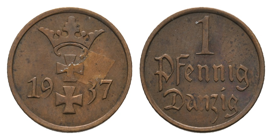  Deutsches Reich; Danzig; 1 Pfennig 1937   