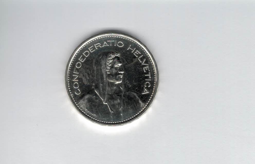  5 Franken 1966 B silber 12,5g fein Schweiz Spittalgold9800 (1349)   