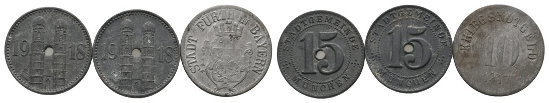  Notgeld; 3 Kleinmünzen   