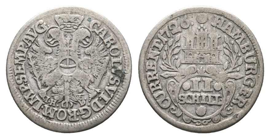  Altdeutschland; Stadt Hamburg; 2 Schilling 1726   