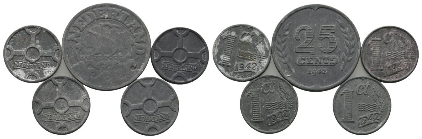  Ausland; Niederlande; Lot Kleinmünzen ( 5 Stück )   