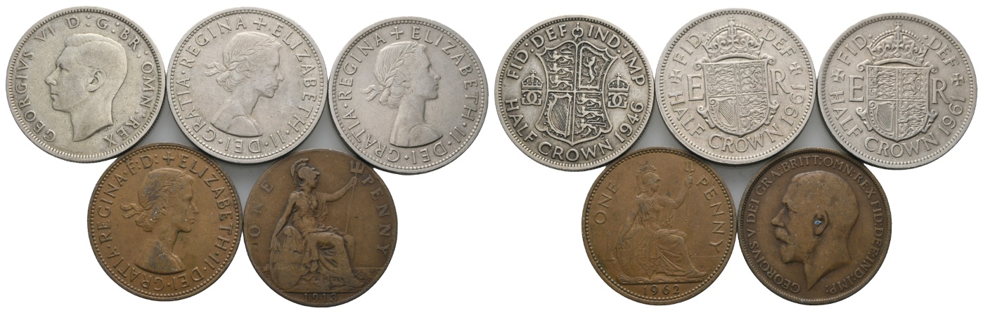  Ausland; Großbritannien; Lot Kleinmünzen ( 5 Stück )   