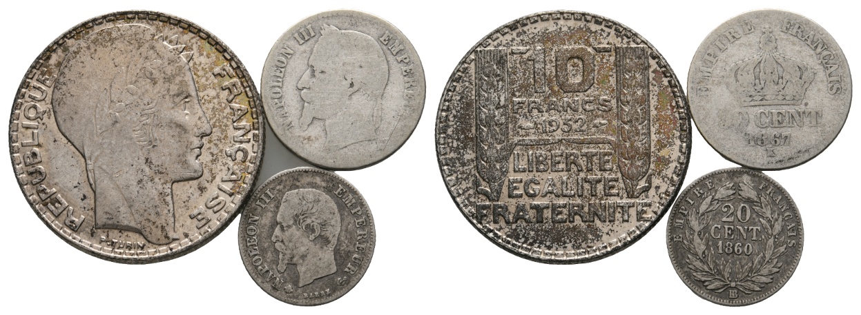  Ausland; Frankreich; Lot Kleinmünzen (3 Stück)   