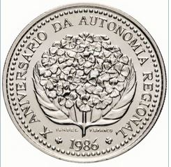  Portugal 100 Escudos 1986, 10 Jahre Autonomie der Azoren   